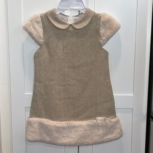 NWT Panço Girls Tweed and Faux Fur Dress